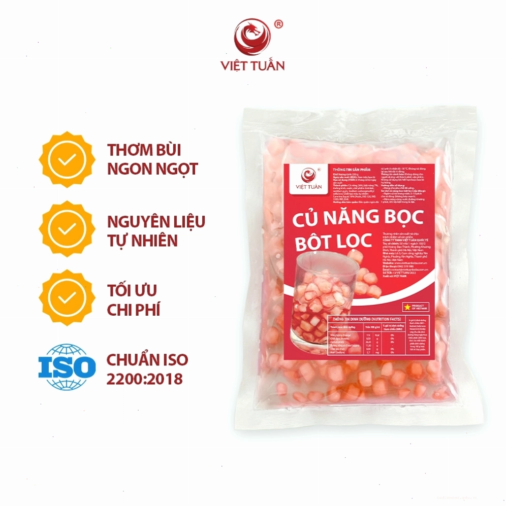 Bao bì sản phẩm củ năng bọc bột lọc Việt Tuấn