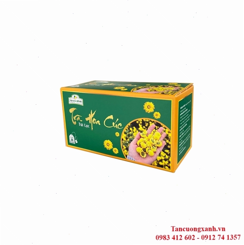 Bao bì sản phẩm trà hoa cúc túi lọc thượng hạng của Tân Cương Xanh