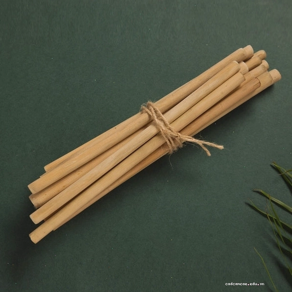 Bộ ống hút tre gồm 4 chiếc và 1 dụng cụ vệ sinh, làm từ vật liệu tự nhiên và thủ công