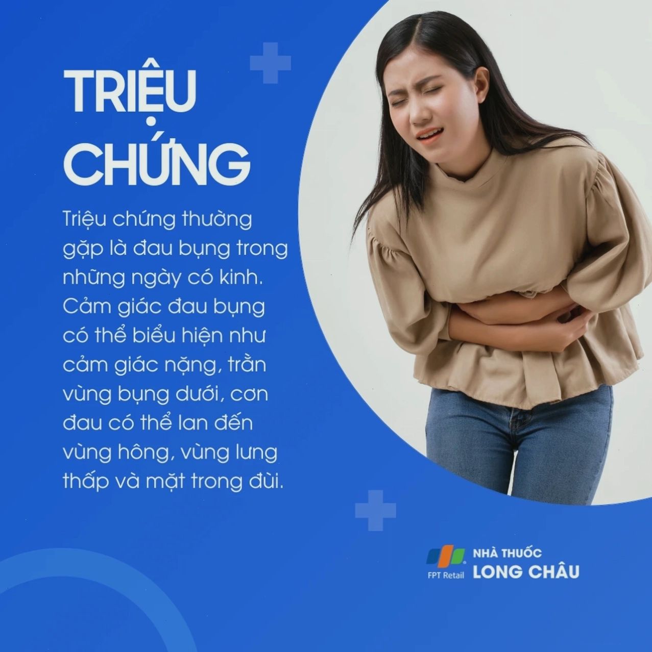 Các triệu chứng đau bụng kinh điển hình gồm đau âm ỉ hoặc dữ dội vùng bụng dưới, kèm mệt mỏi, buồn nôn hoặc tiêu chảy