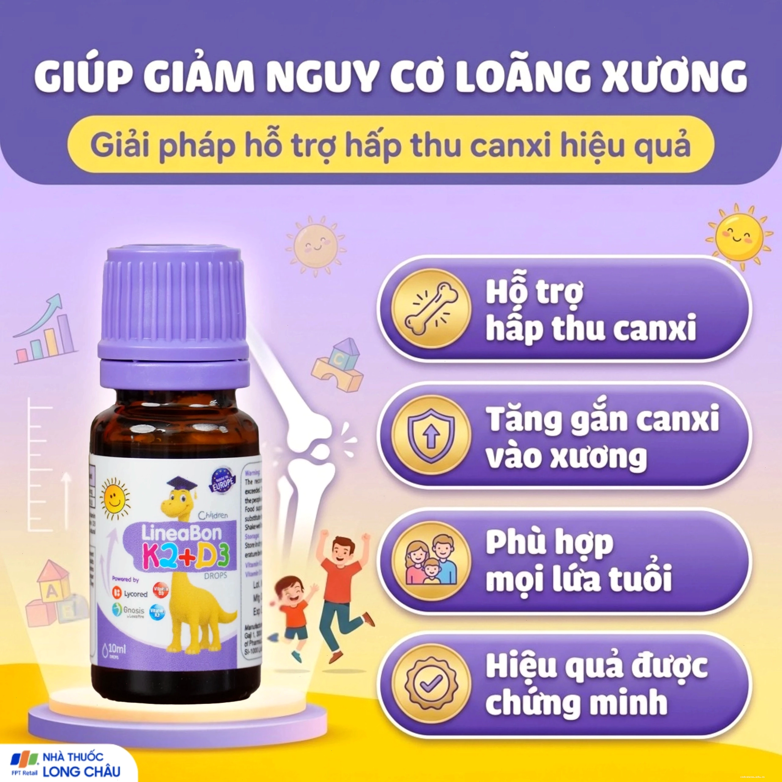 Cách dùng LineaBon D3 K2 cho trẻ em