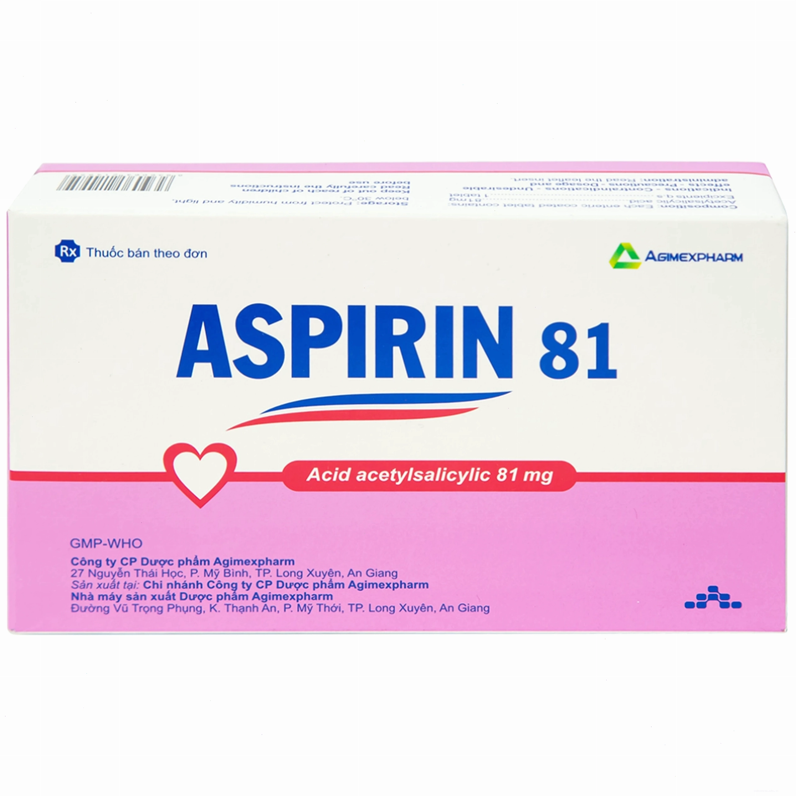 Cận cảnh vỉ thuốc Aspirin 81 Agimexpharm