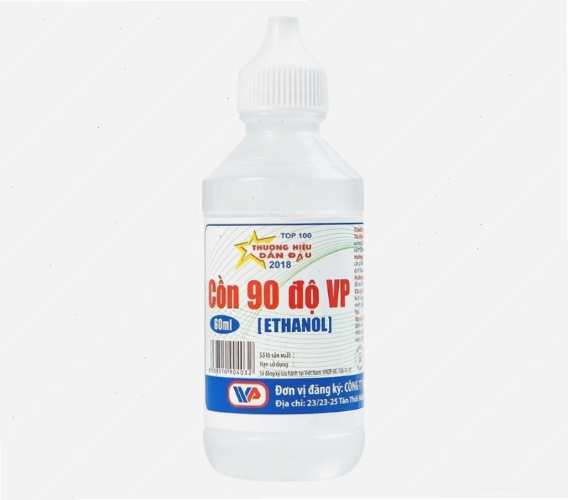 Cồn trắng 90 độ Vĩnh Phúc hỗ trợ sát trùng vết thương ngoài với dung tích 60ml