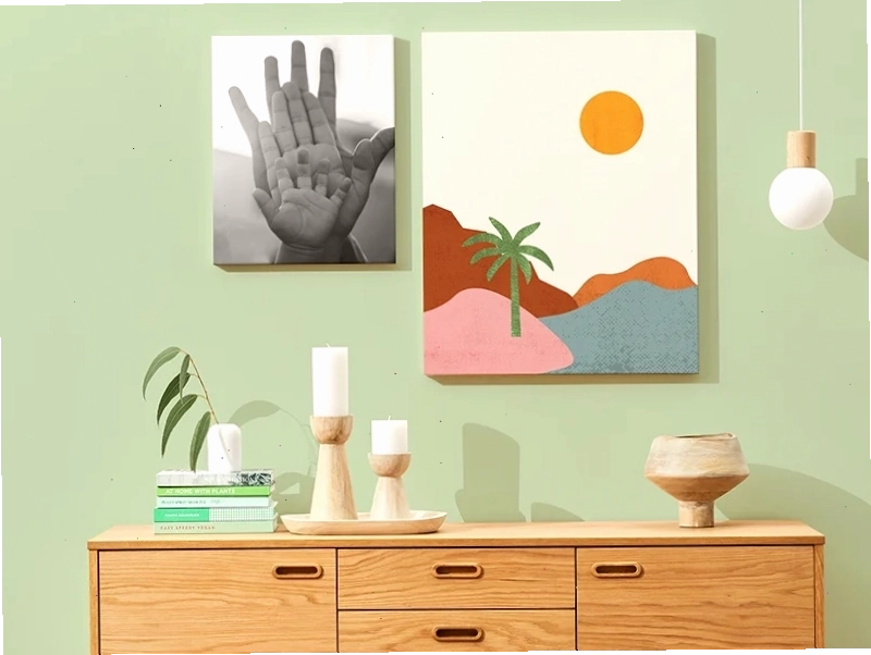 Custom canvas prints on a wall