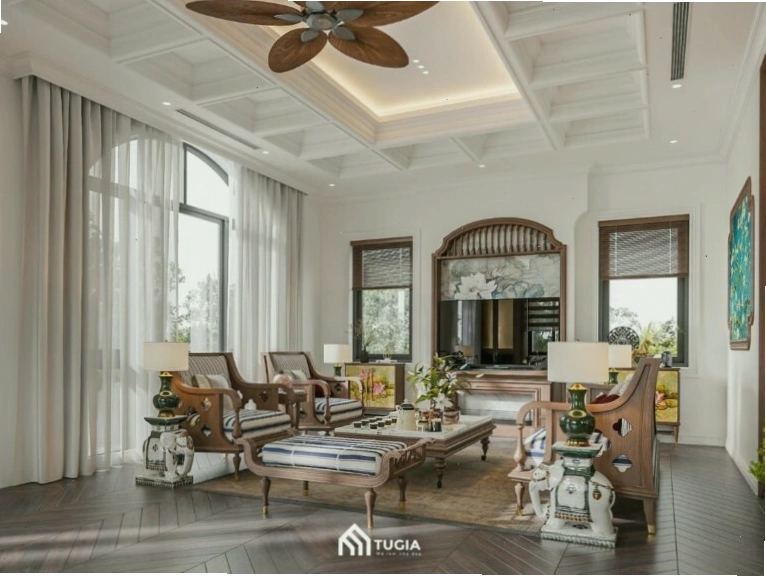 Dự án thiết kế nội thất biệt thự Indochine 330m2, thể hiện sự sang trọng và tinh tế