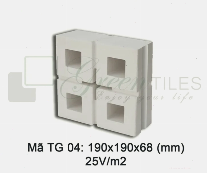 Gạch thông gió TG04 kích thước 19x19cm, phù hợp ốp tường trang trí, tạo hoa văn độc đáo.
