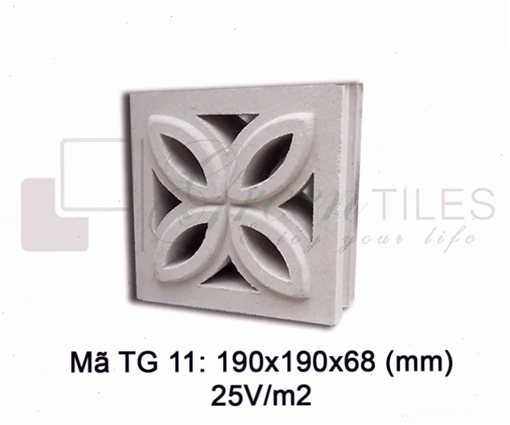 Gạch thông gió TG11 với thiết kế 8 lỗ, tối ưu hóa khả năng thông gió và lấy sáng.