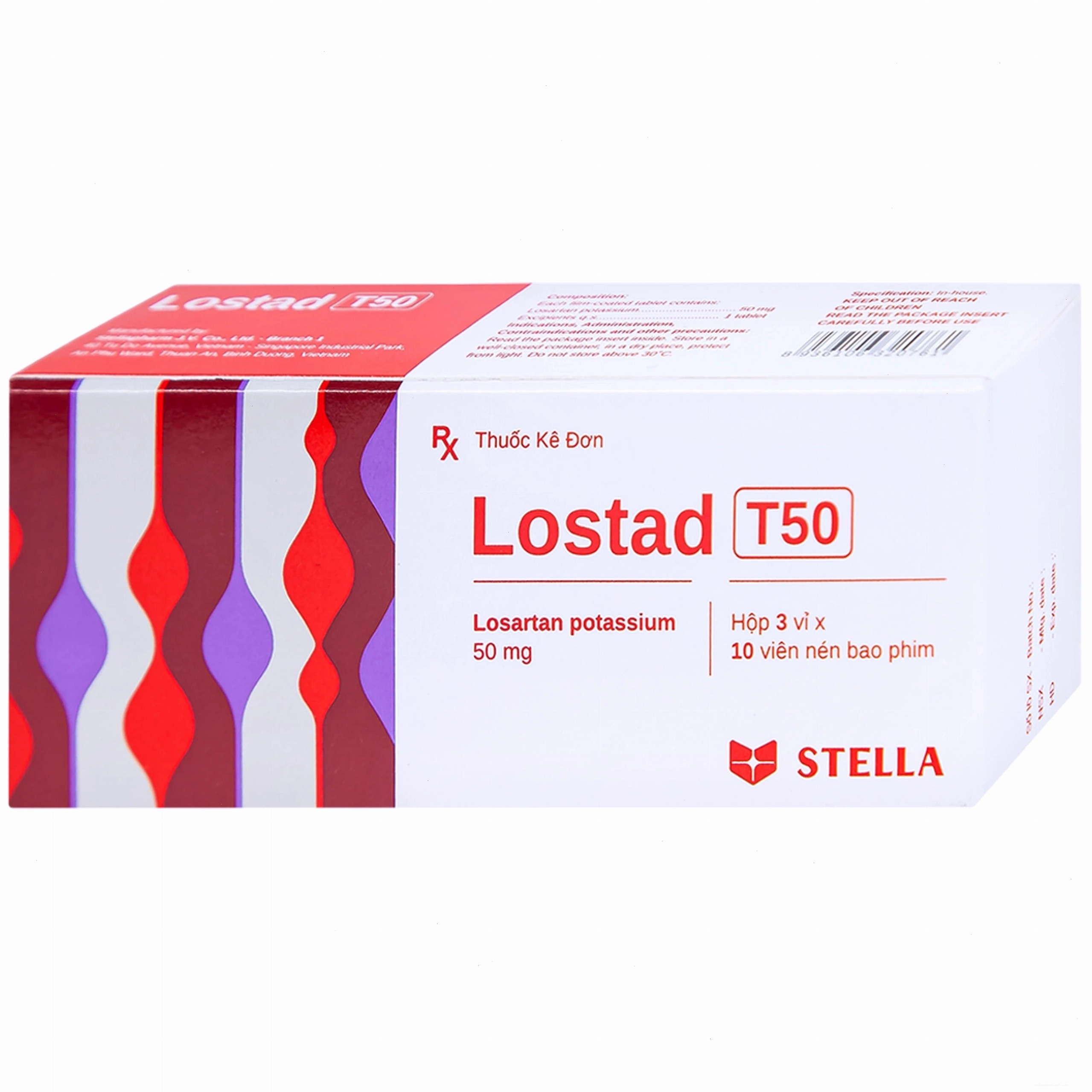 Hình ảnh các viên thuốc Lostad T50 50mg Stella sắp xếp gọn gàng
