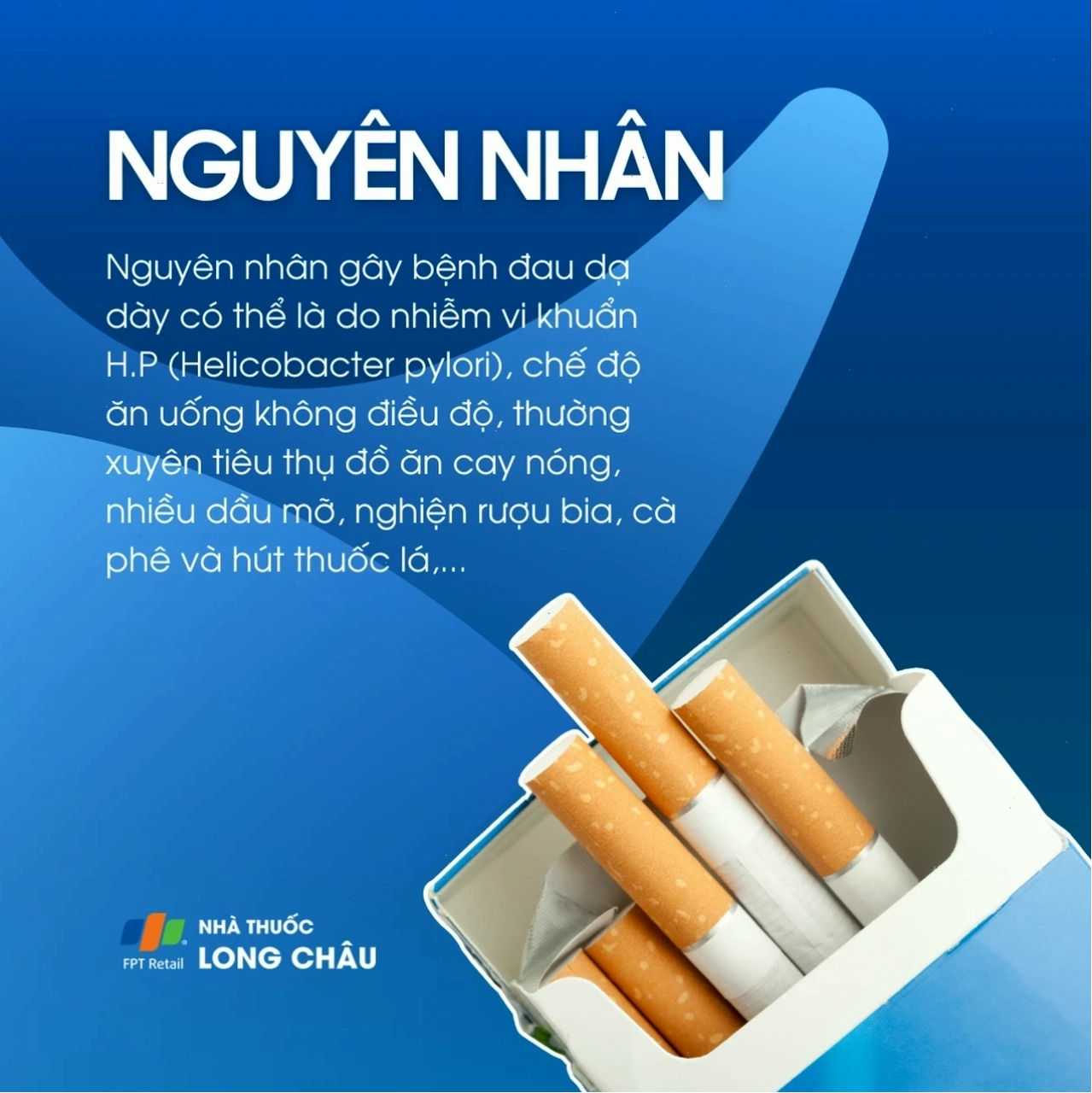 Hình ảnh minh họa các yếu tố gây đau dạ dày như rượu bia, thuốc lá, đồ ăn cay nóng và vi khuẩn HP