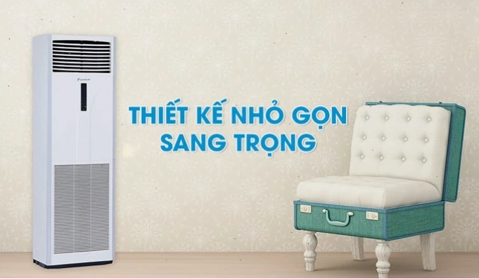 Hình ảnh minh họa một chiếc điều hoà cây đặt trong không gian phòng khách hiện đại