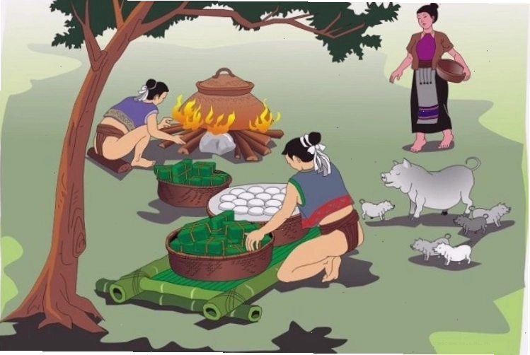 Hình ảnh minh họa Sự tích bánh chưng bánh giầy