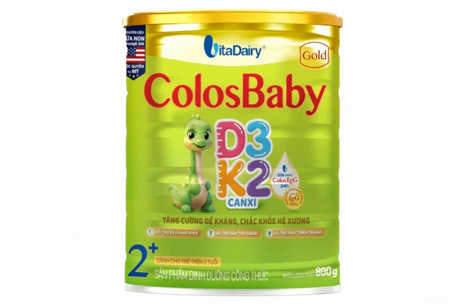 Hộp sữa Colos Baby D3 K2, nhấn mạnh vào lợi ích cho xương