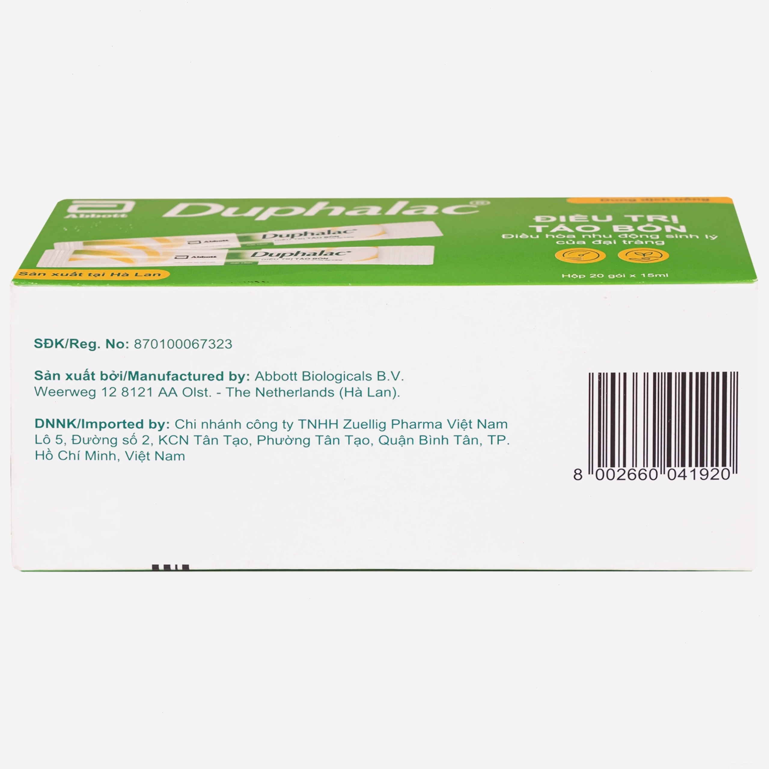 Hộp thuốc Duphalac Abbott 20 gói x 15ml