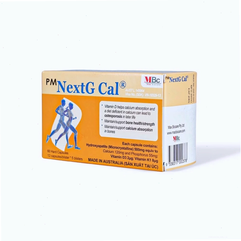 Hộp thuốc PM NextG Cal Probiotec, bổ sung canxi và hỗ trợ điều trị loãng xương