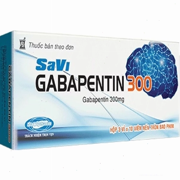Hộp thuốc Savi Gabapentin 300mg điều trị bệnh động kinh gồm 3 vỉ x 10 viên