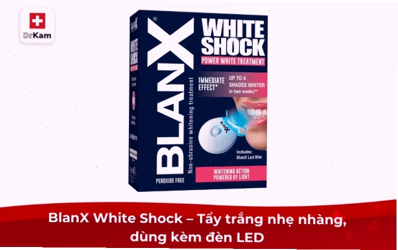 Kem đánh răng BlanX White Shock và đèn LED hỗ trợ làm trắng