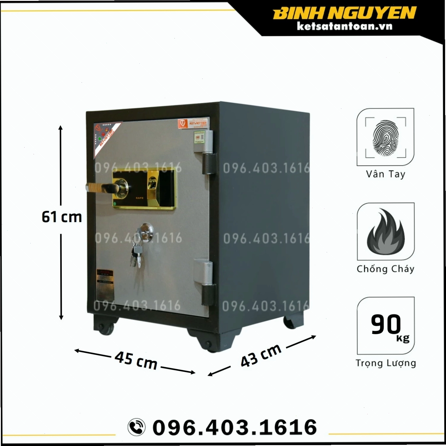 Két sắt Việt Tiệp KVT90VT tích hợp khóa vân tay hiện đại