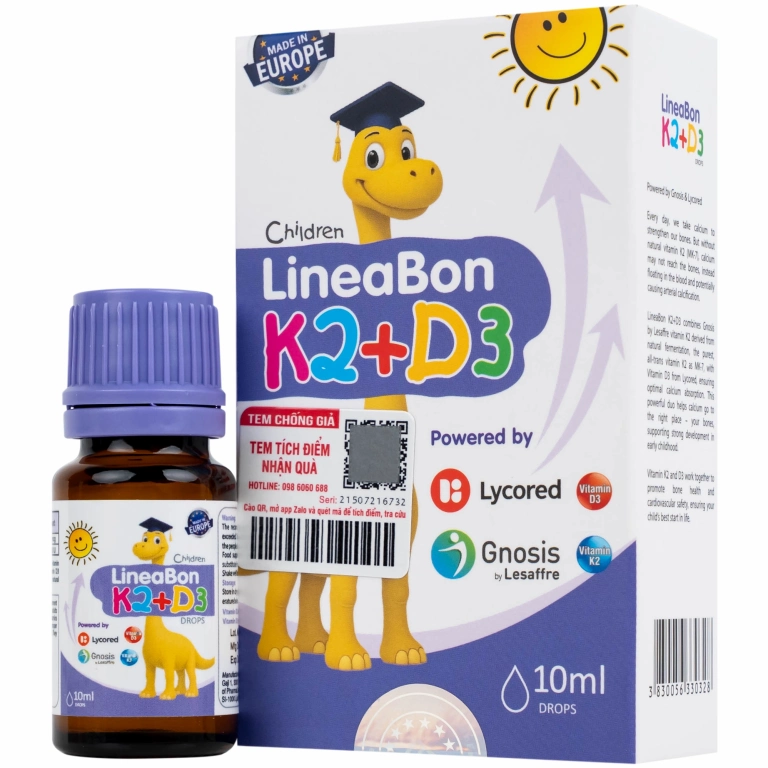 LineaBon D3 K2: Hỗ trợ hấp thu canxi tối ưu cho trẻ