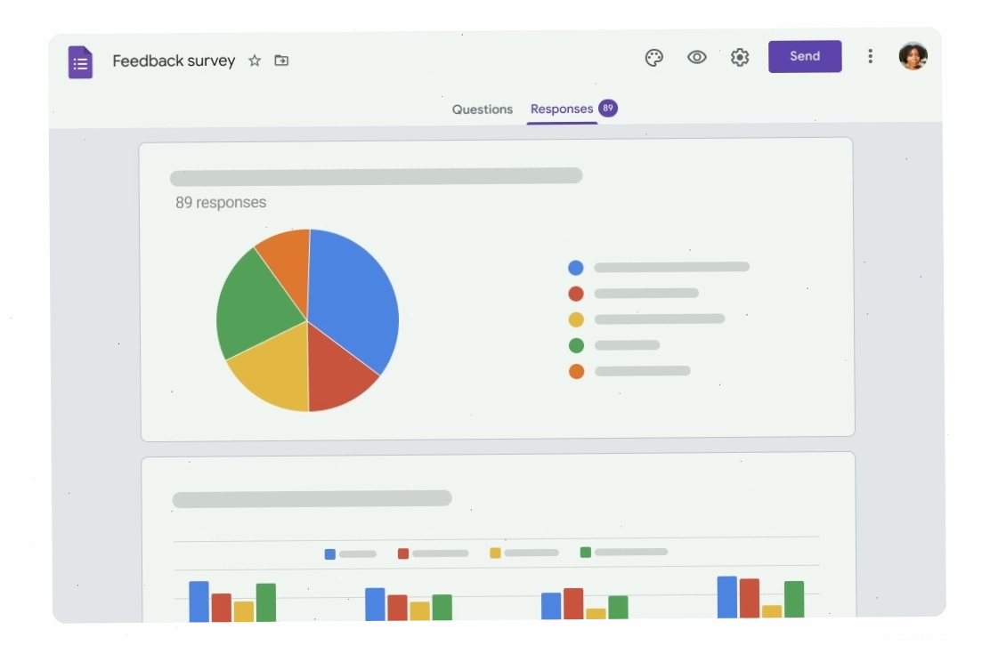 Màn hình hiển thị kết quả khảo sát trên Google Forms với biểu đồ trực quan
