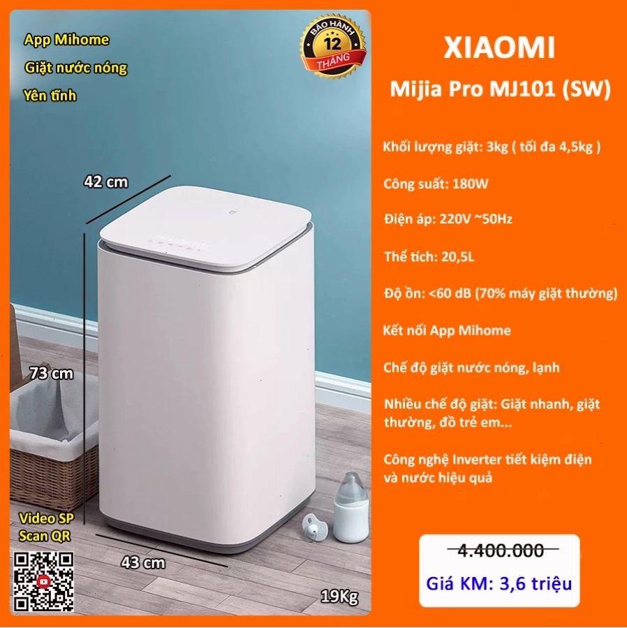 Máy giặt mini Xiaomi Mijia Pro MJ101 với công nghệ hiện đại