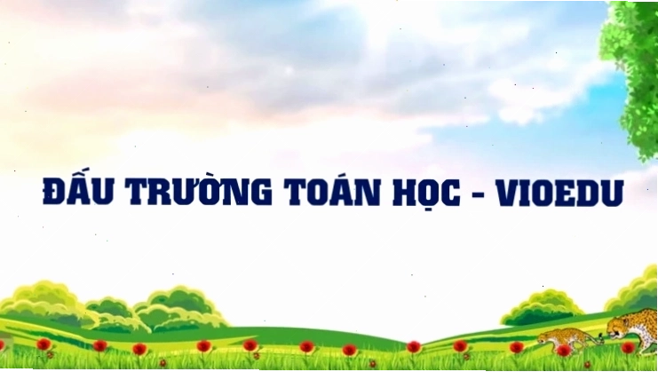 Minh họa Đấu trường Toán học VioEdu với logo và hình ảnh học sinh tham gia