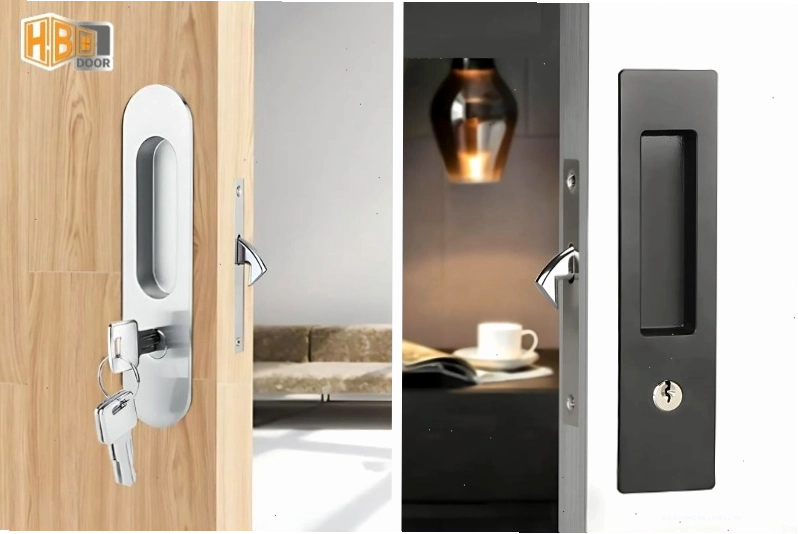 Một mẫu khóa cửa lùa với thiết kế tay nắm hiện đại, dễ dàng thao tác