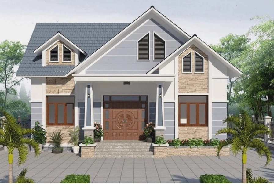 Nhà cấp 4 mái Thái có gác lửng tiện nghi
