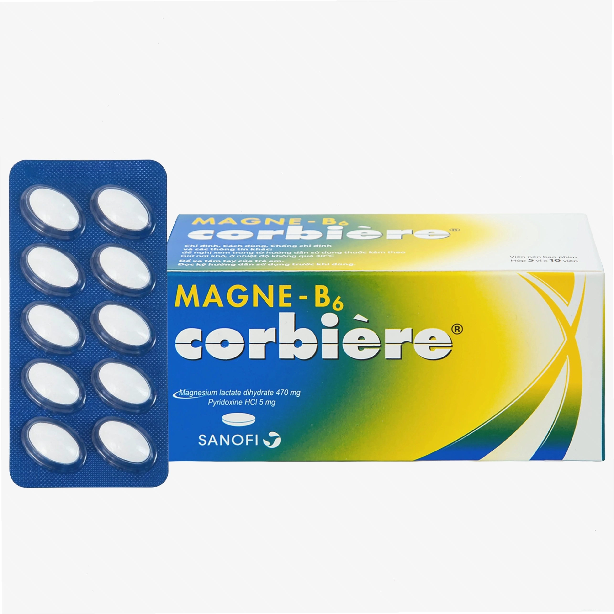 Sản phẩm Magne-B6 Corbiere dạng vỉ 5x10 viên