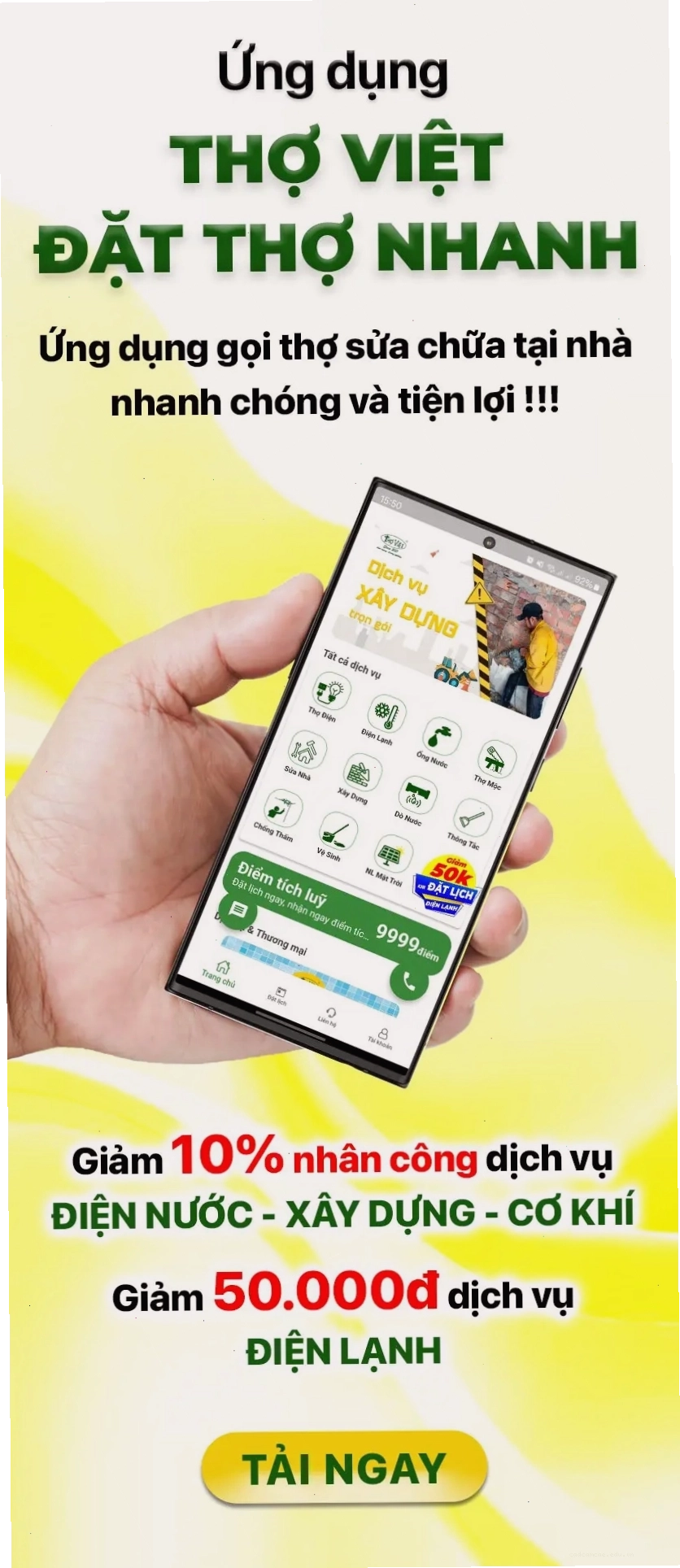 Tải app Thợ Việt để nhận ưu đãi