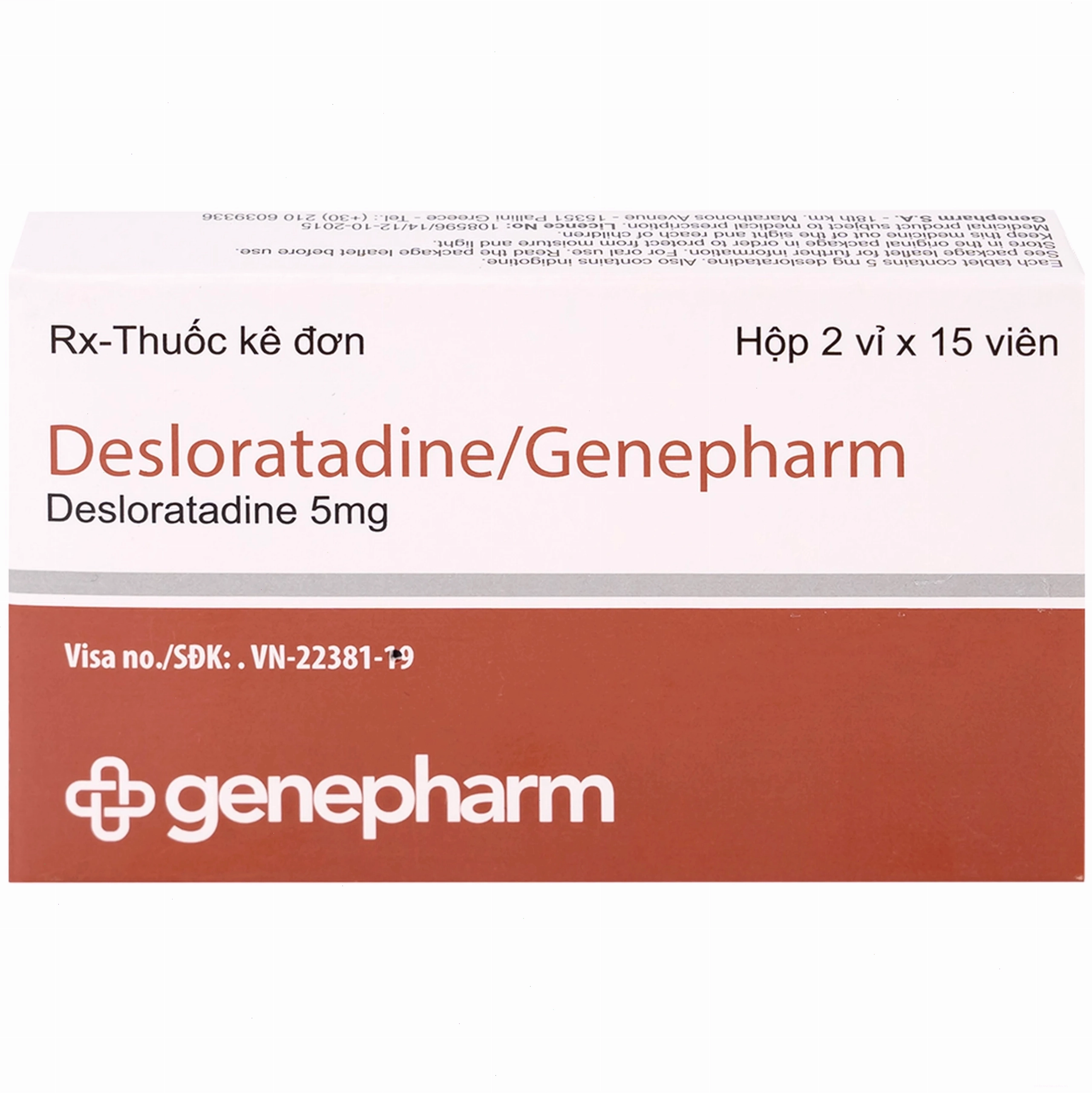 Tem chống hàng giả trên hộp thuốc Desloratadine 5mg Genepharm