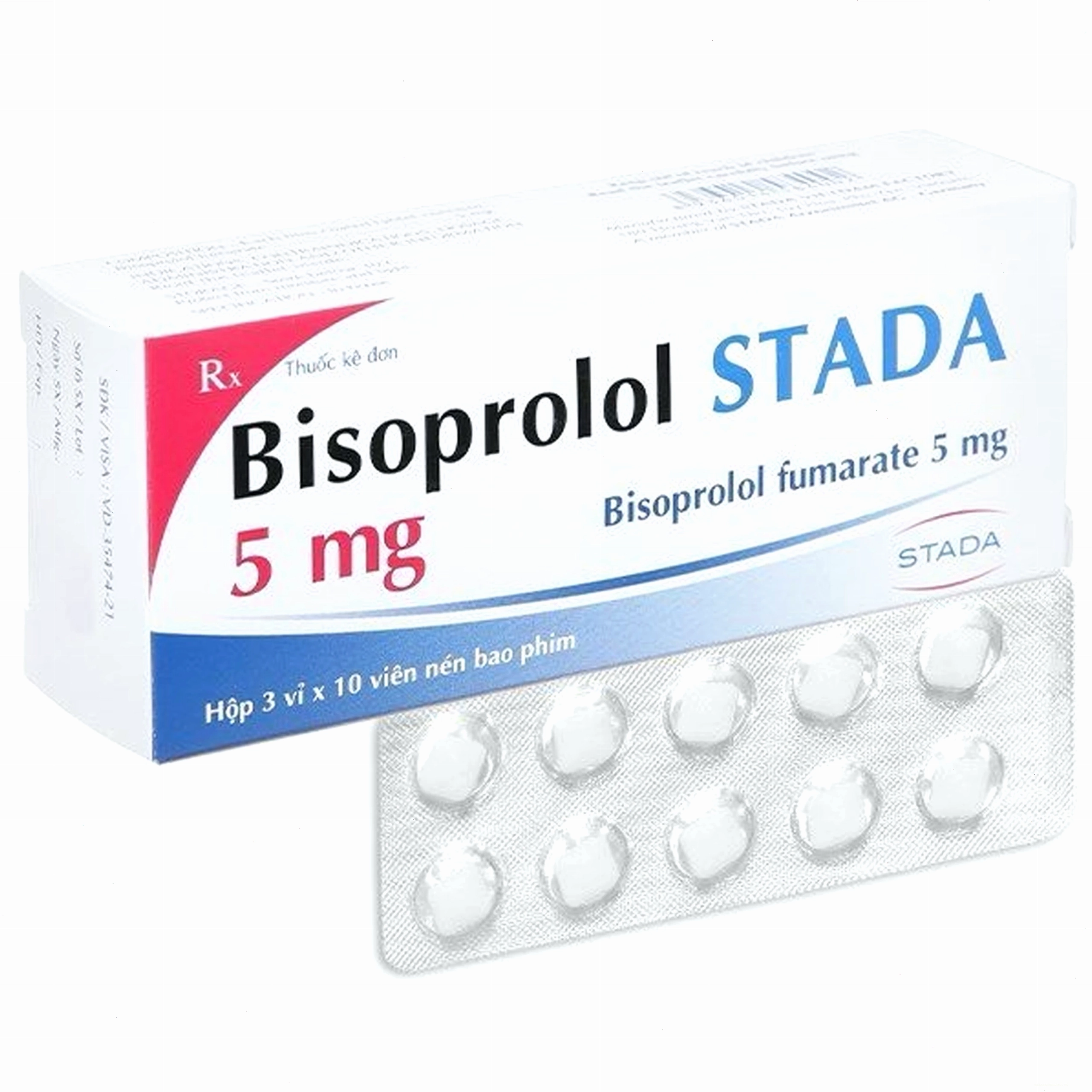 Thuốc Bisoprolol Stada 5mg điều trị tăng huyết áp, đau thắt ngực (3 vỉ x 10 viên) 1