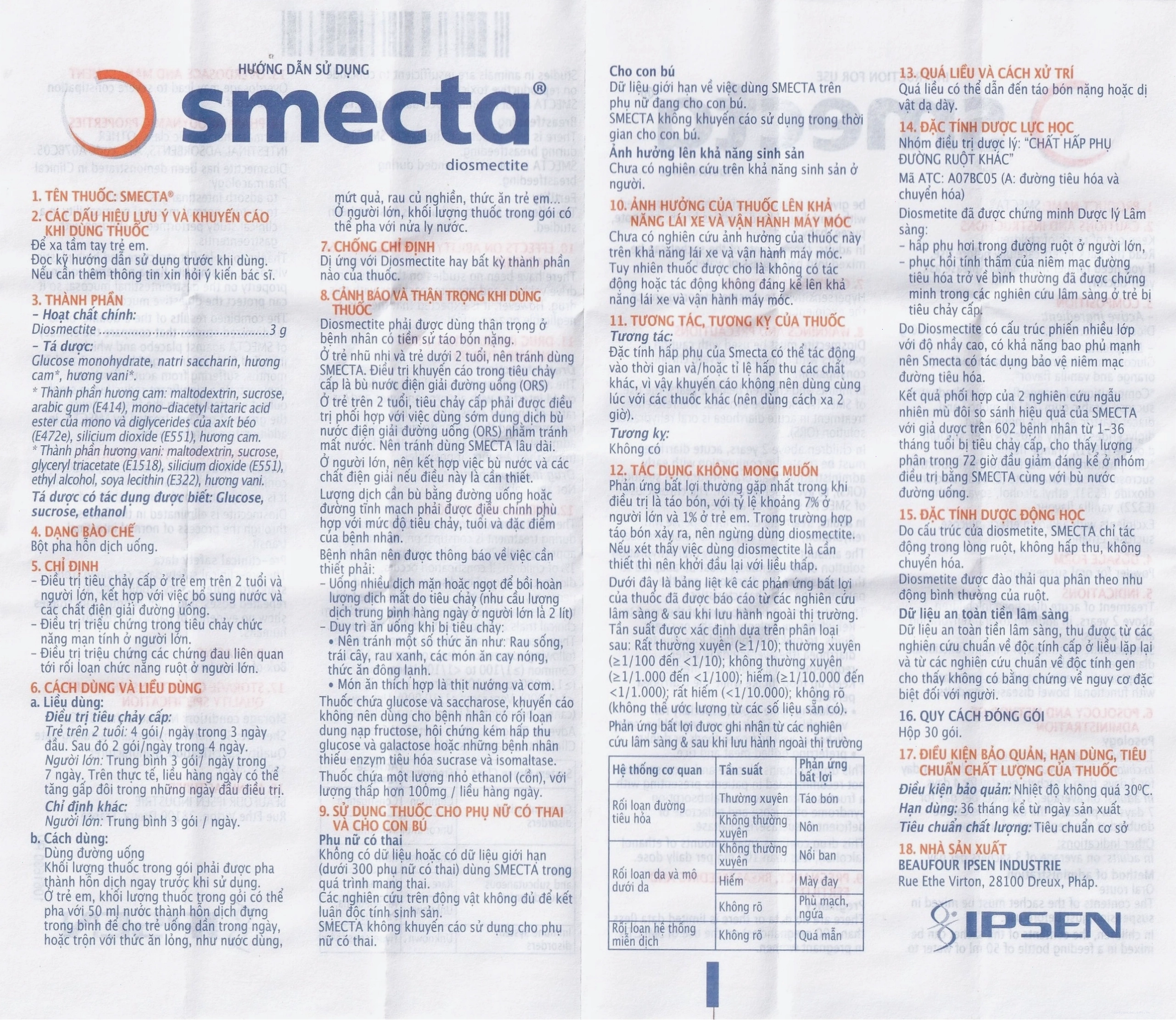 Thuốc Smecta điều trị tiêu chảy