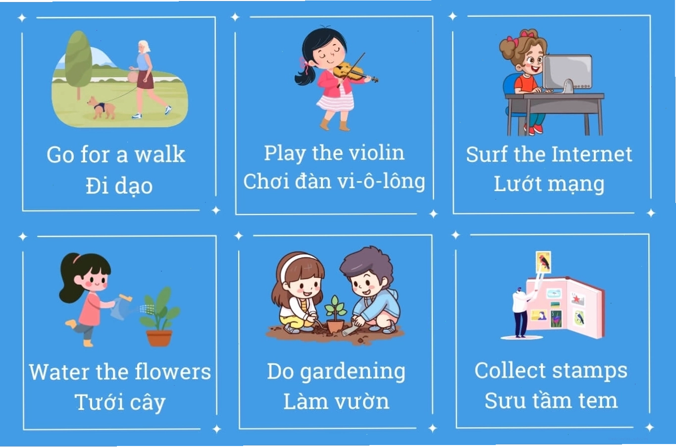 Từ vựng tiếng Anh lớp 5 Unit 4: Our free-time activities