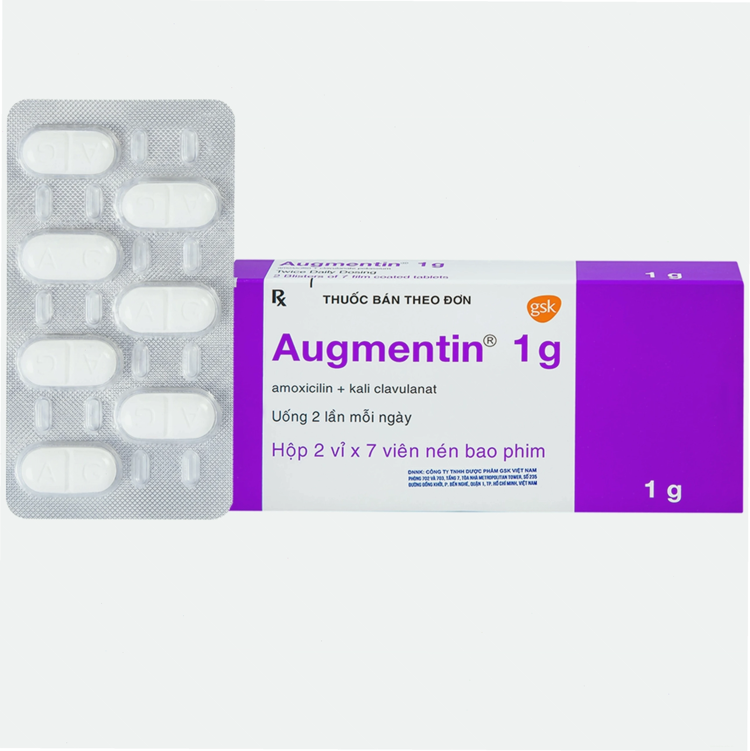 Vỉ thuốc Augmentin 1g