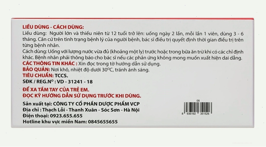 Vỉ thuốc Silymarin VCP 140mg