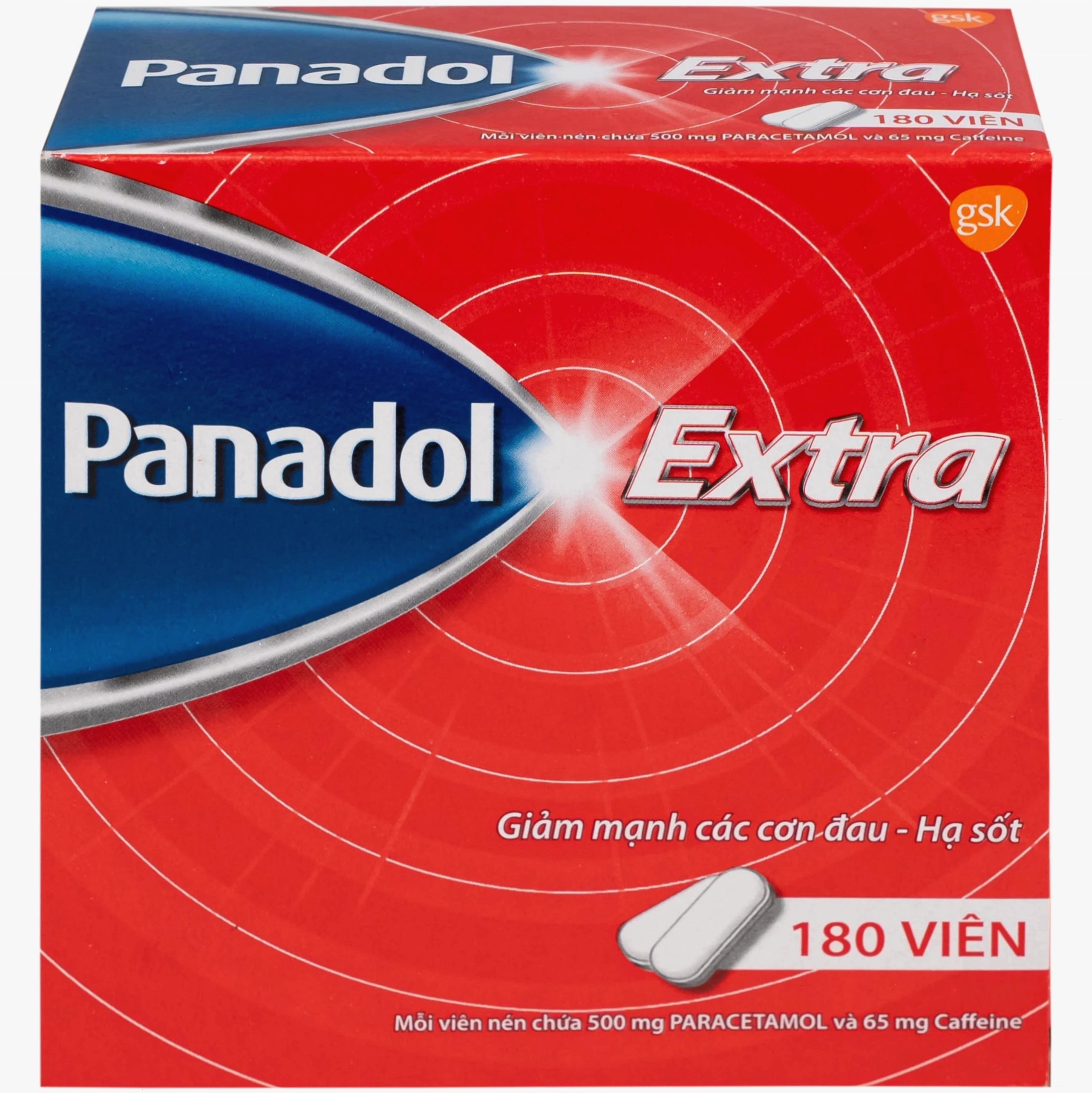 Viên nén Panadol Extra đỏ GSK giảm mạnh các cơn đau, hạ sốt, điều trị đau đầu, đau lưng