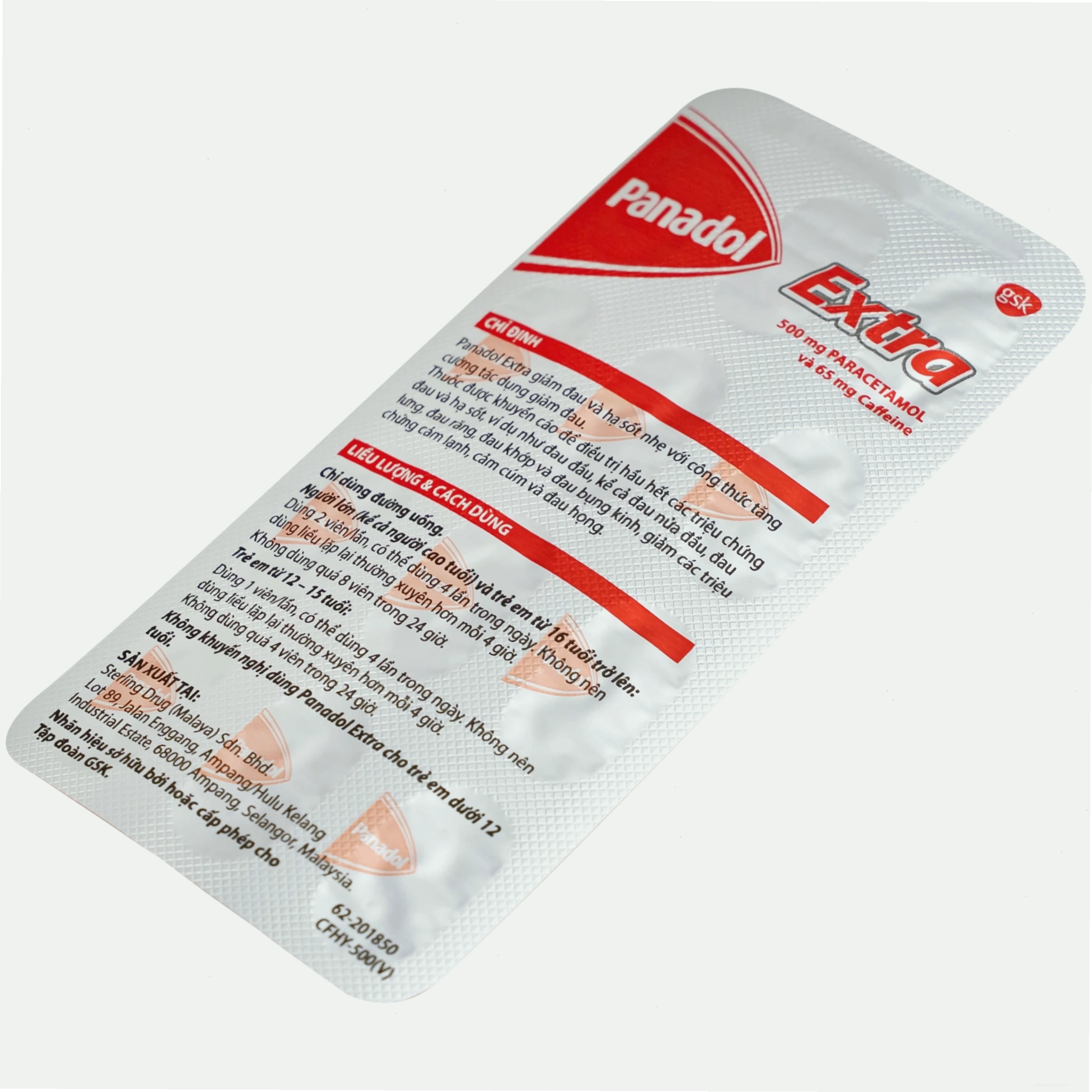 Viên nén Panadol Extra đỏ GSK giảm mạnh các cơn đau, hạ sốt, điều trị đau đầu, đau lưng (15 vỉ x 12 viên) 7